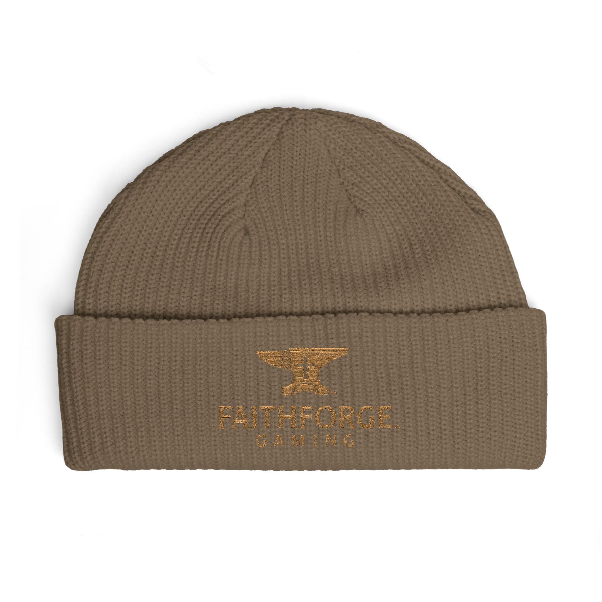 Faithforge Gaming Cuff Beanie — Embroidered Anvil Logo Knit Hat