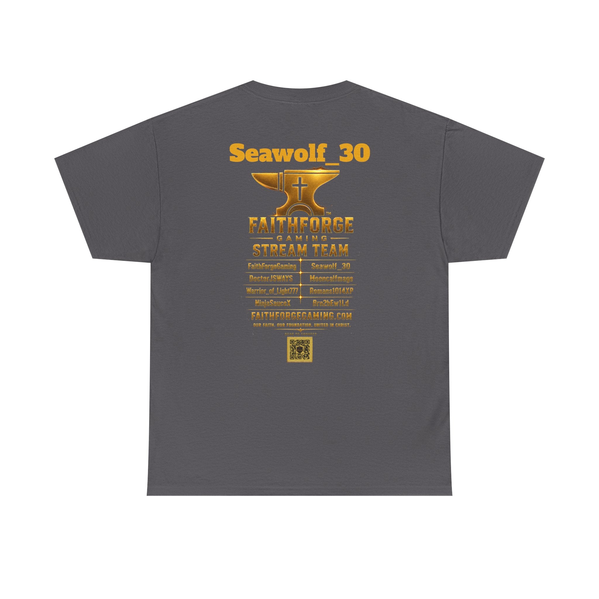 FaithForgeGaming Tee — FaithForge Stream Team Black Graphic T‑Shirt -Seawolf_30