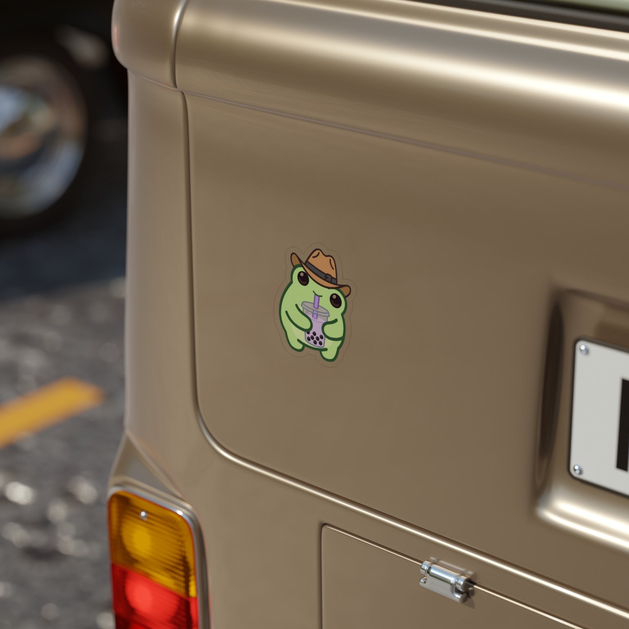 Boba Frog Die-Cut Outdoor Sticker - Waterproof Transparent Logo Decal