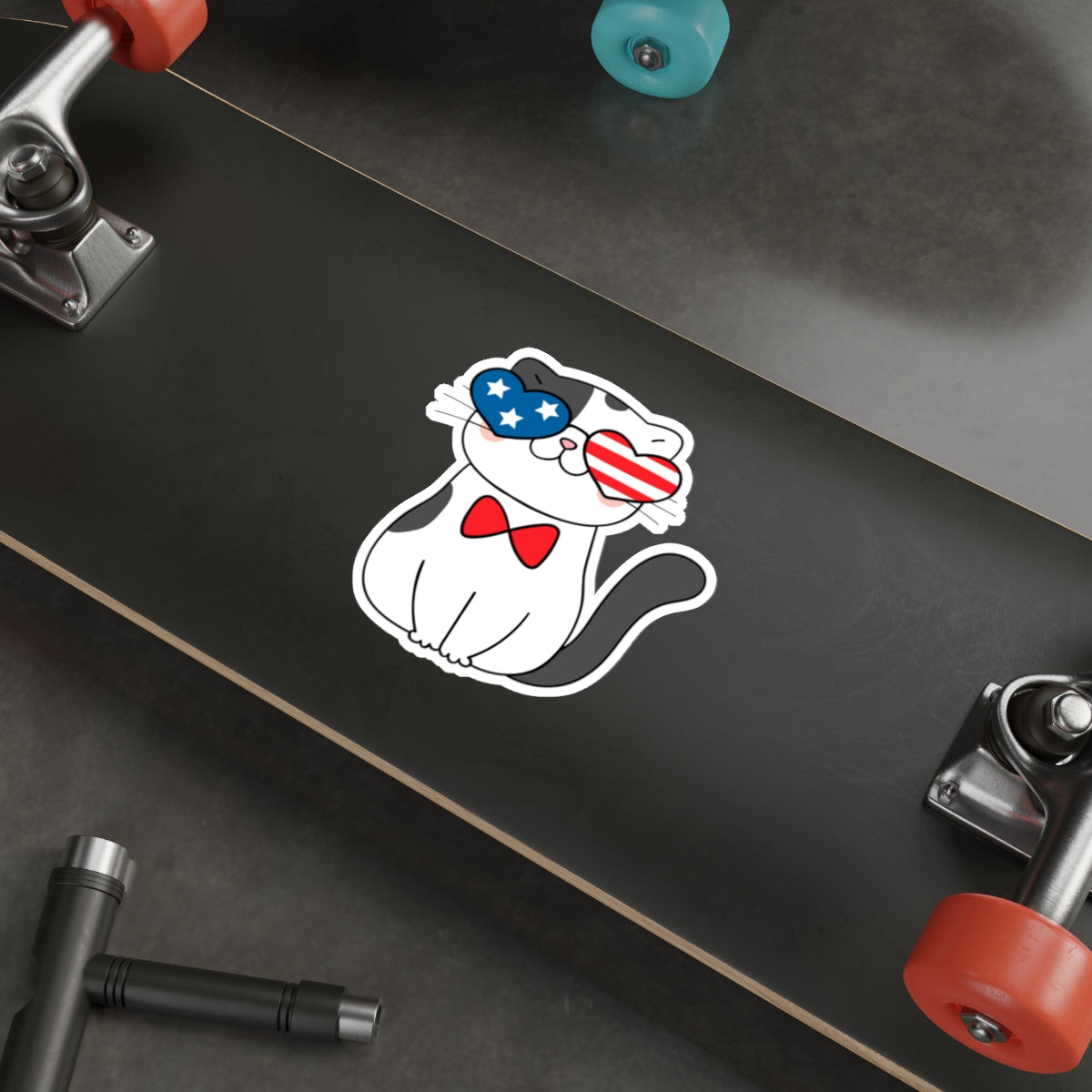 Patriotic Sticker Pack — Bowtie Cat 4th of July Red White Blue Die-Cut Stickers