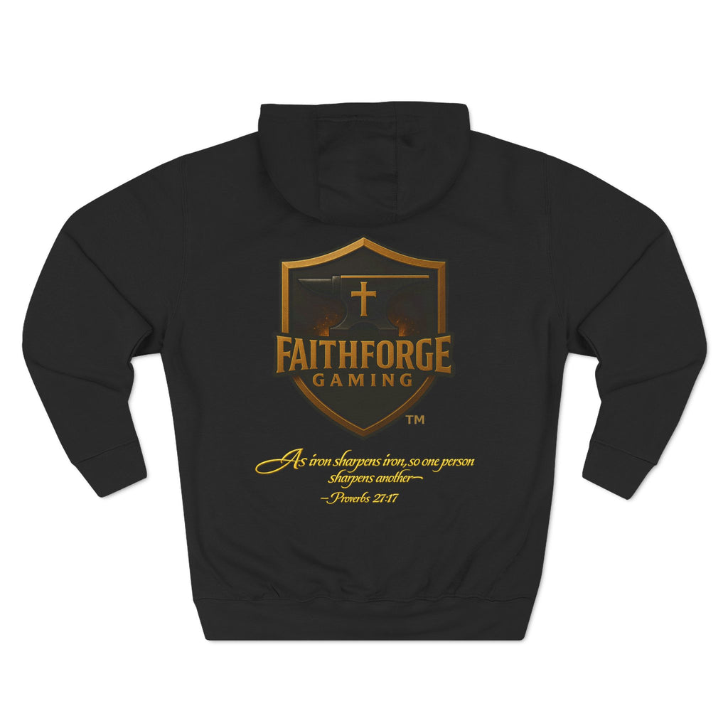 Faithforge Gaming Hoodie — Faith Quote Shield Logo Fleece Hoodie