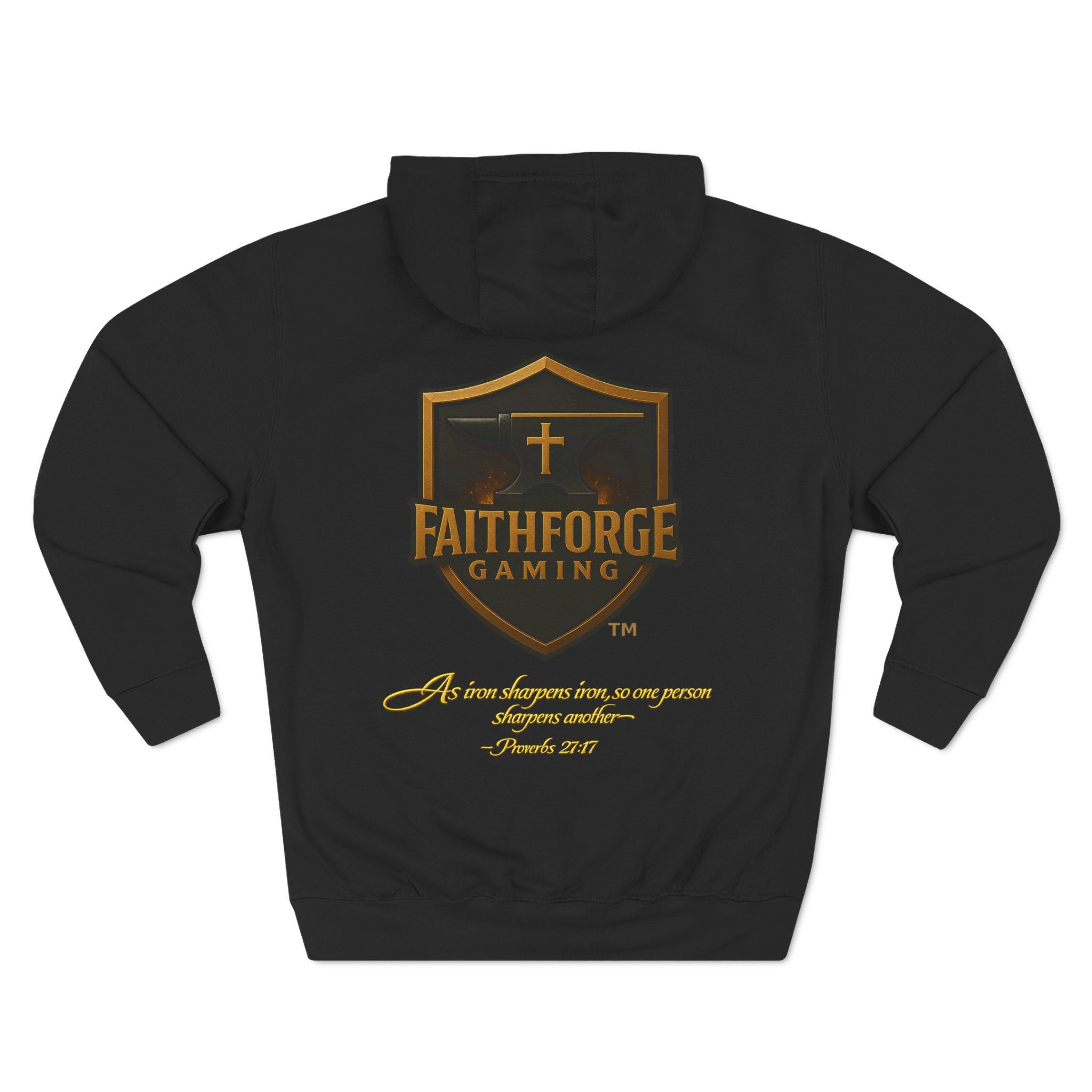 Faithforge Gaming Hoodie — Faith Quote Shield Logo Fleece Hoodie