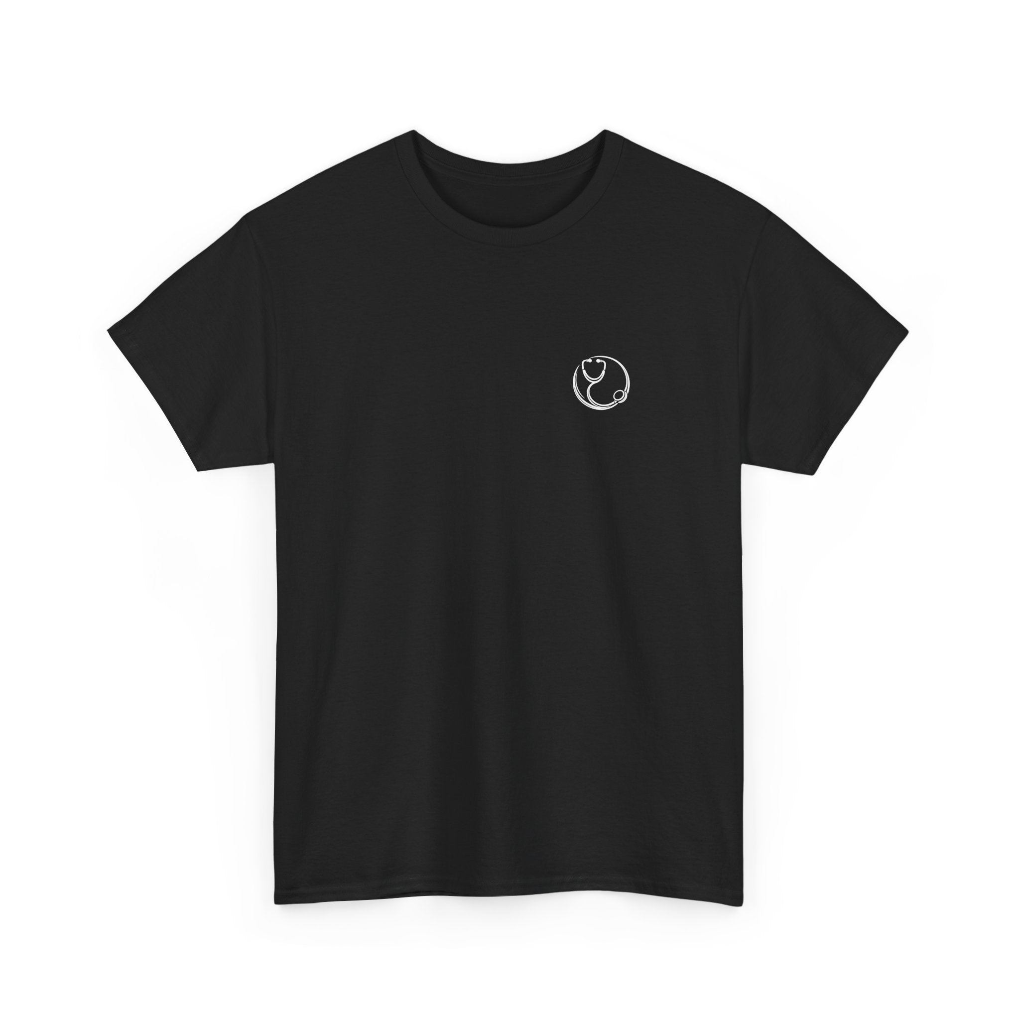 DoctorJSWAYS Let Me Explain T-Shirt — Minimal Logo Black Tee with Bold Back Text