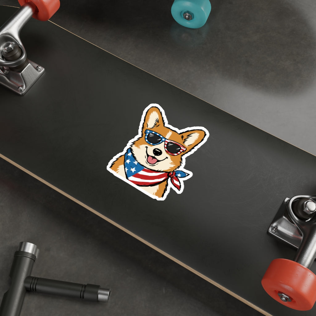 Patriotic Sticker Pack — Cool Corgi 4th of July Red White Blue Die-Cut Stickers
