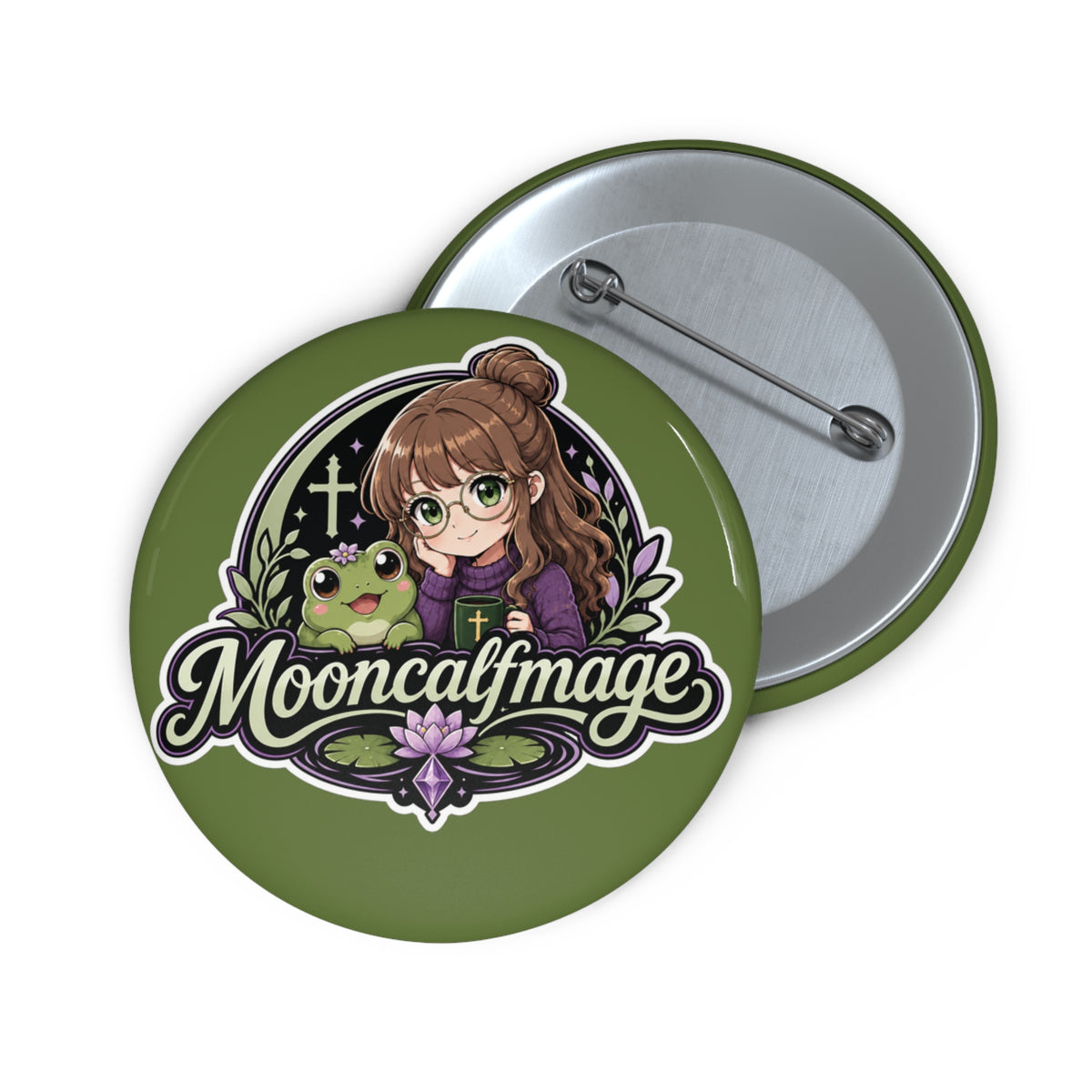 MOONCALFMAGE Mascot Pin Button — Custom Enamel-Style Badge
