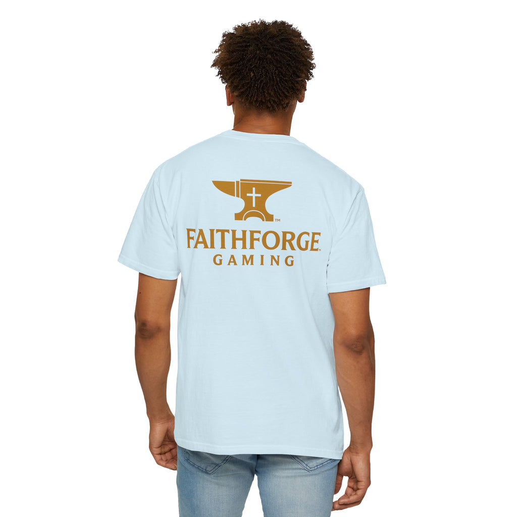 FaithForge Gaming T-Shirt — Logo Tee with Anvil & Cross (Christian Gamer Apparel)