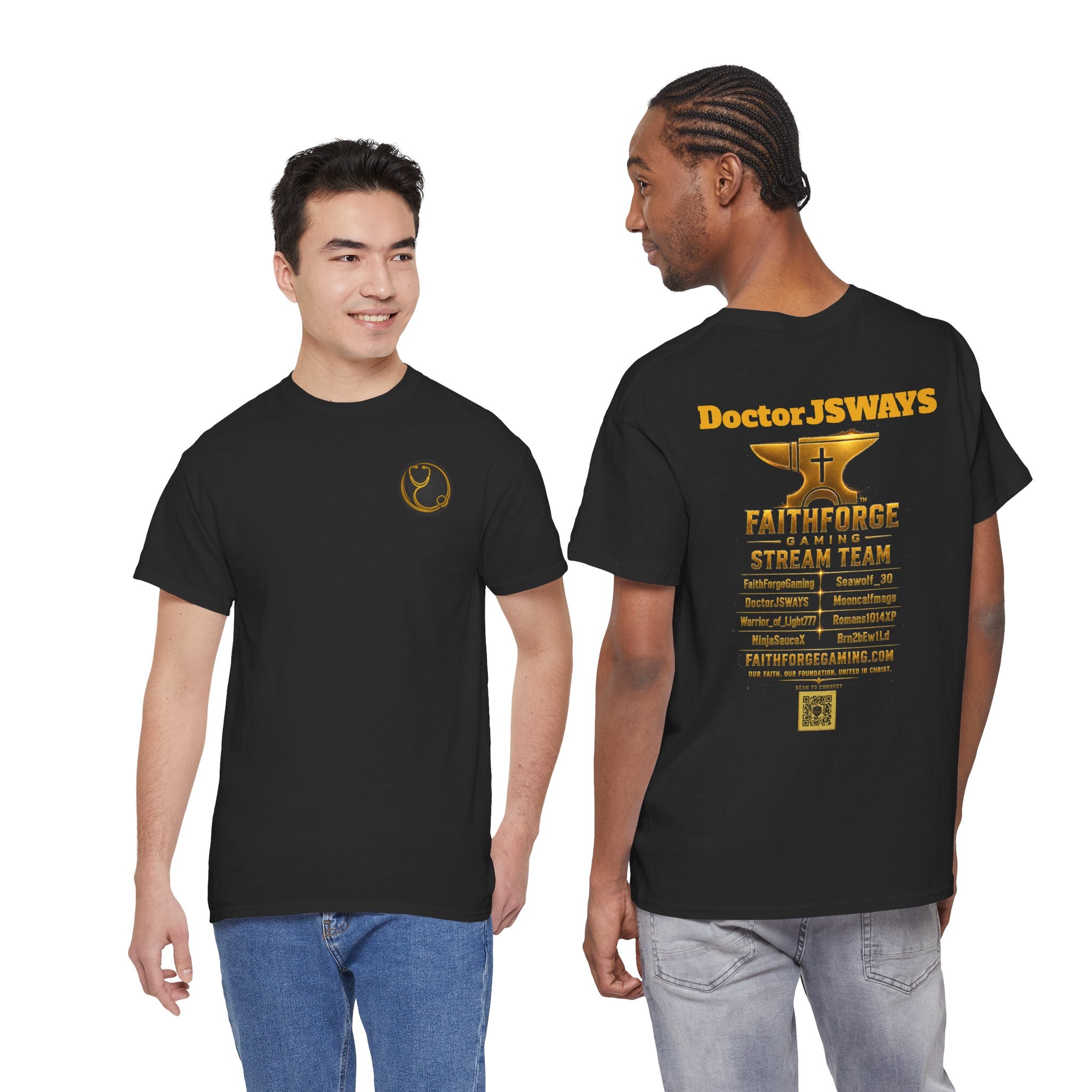 FaithForgeGaming Tee — FaithForge Stream Team Black Graphic T‑Shirt -DoctorJSWAYS