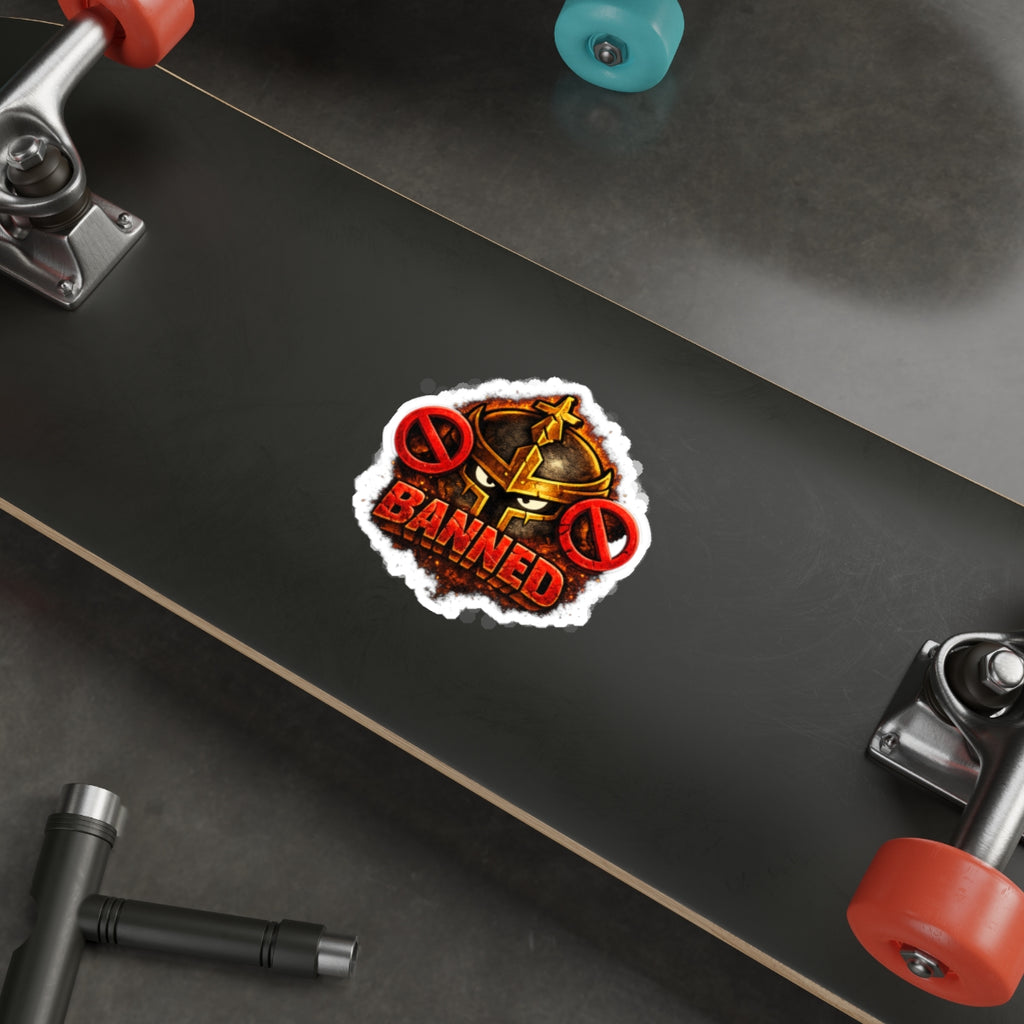 FaithForge Knight Banned Die-Cut Sticker — Water-resistant vinyl
