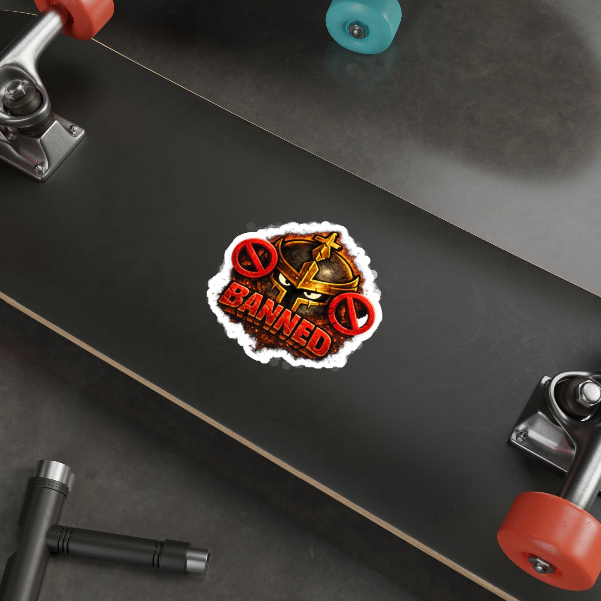 FaithForge Knight Banned Die-Cut Sticker — Water-resistant vinyl