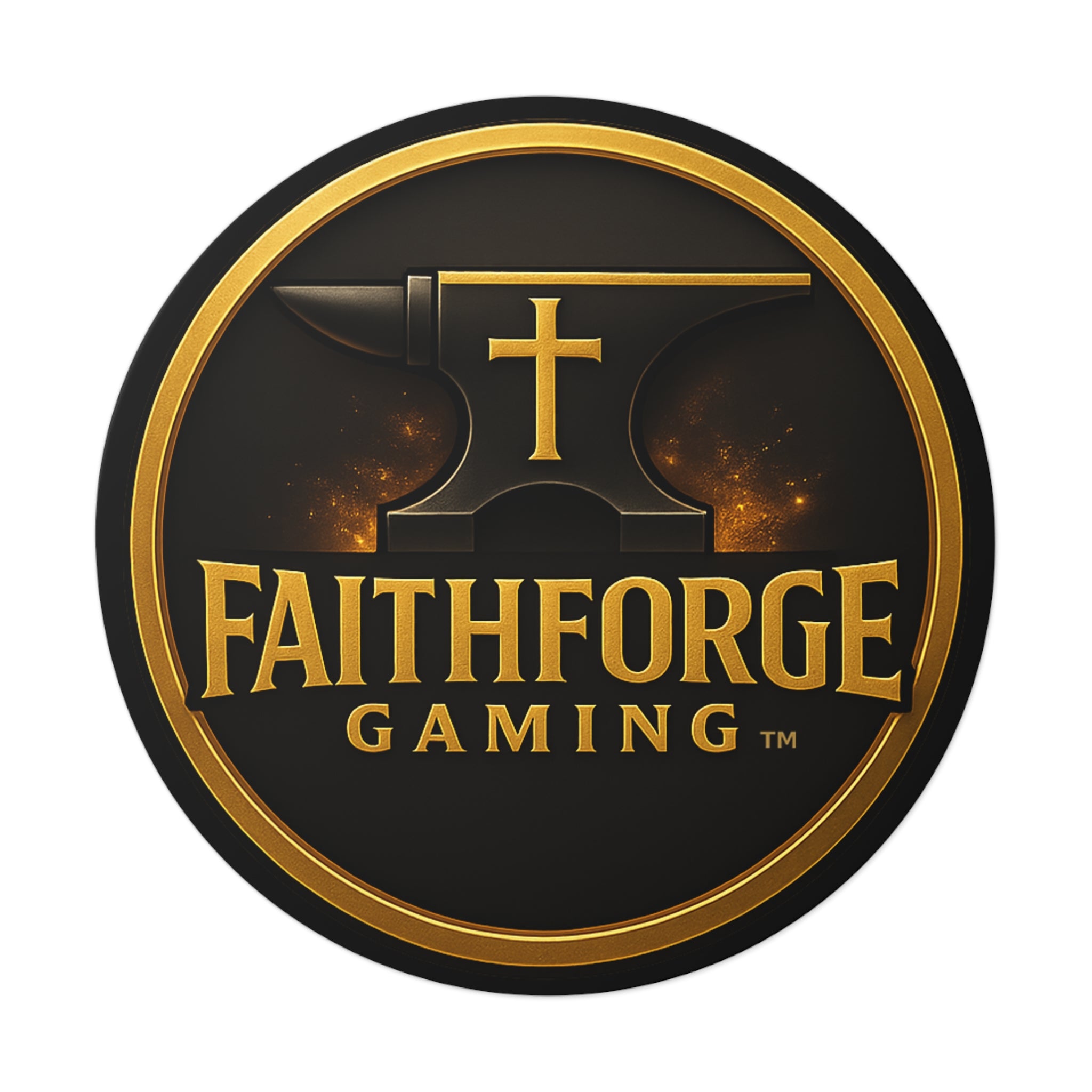 FaithForge Gaming Round Vinyl Sticker — Gold Anvil Round