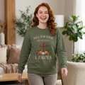 Christian Fall Sweatshirt — "Fall for Jesus He Never Leaves" Crewneck