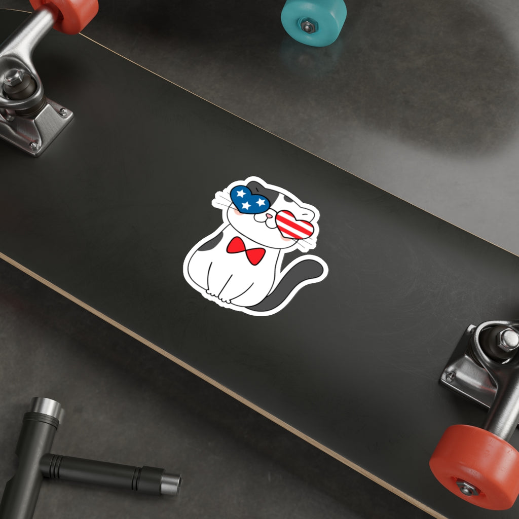 Patriotic Sticker Pack — Bowtie Cat 4th of July Red White Blue Die-Cut Stickers
