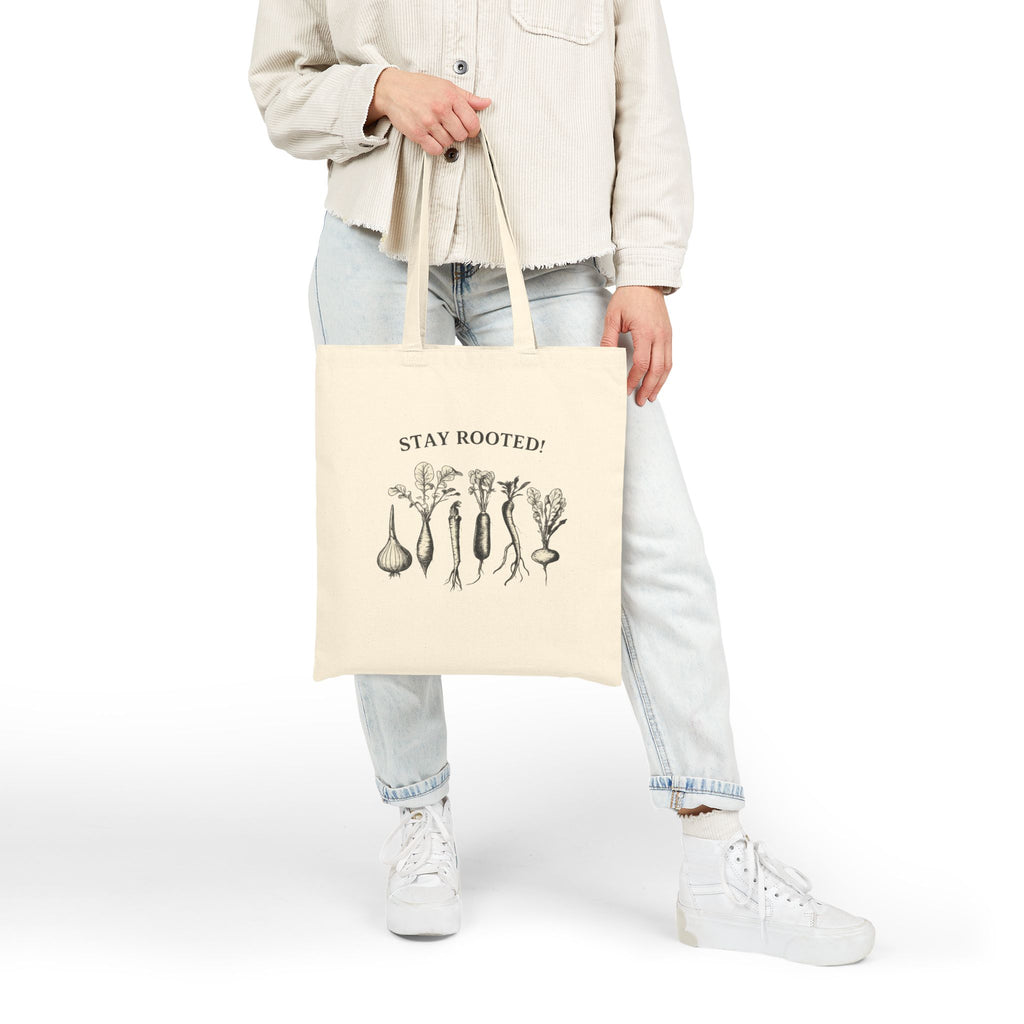 Tote Bag — "Stay Rooted" Vegetable Garden Canvas Tote