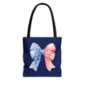 Patriotic Bow Tote Bag — American Flag Red White Blue Ribbon Tote