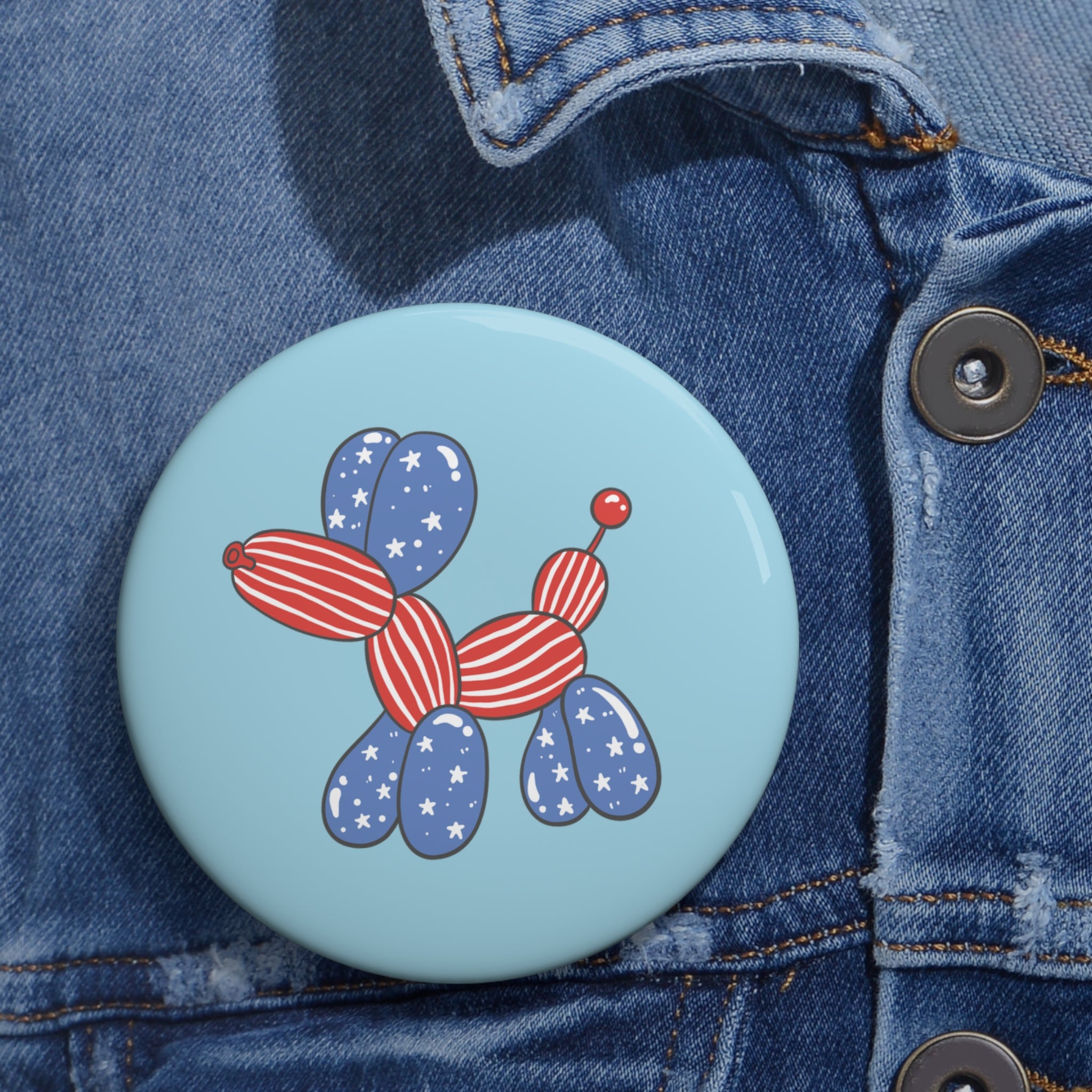 Patriotic Balloon Dog Pin Button
