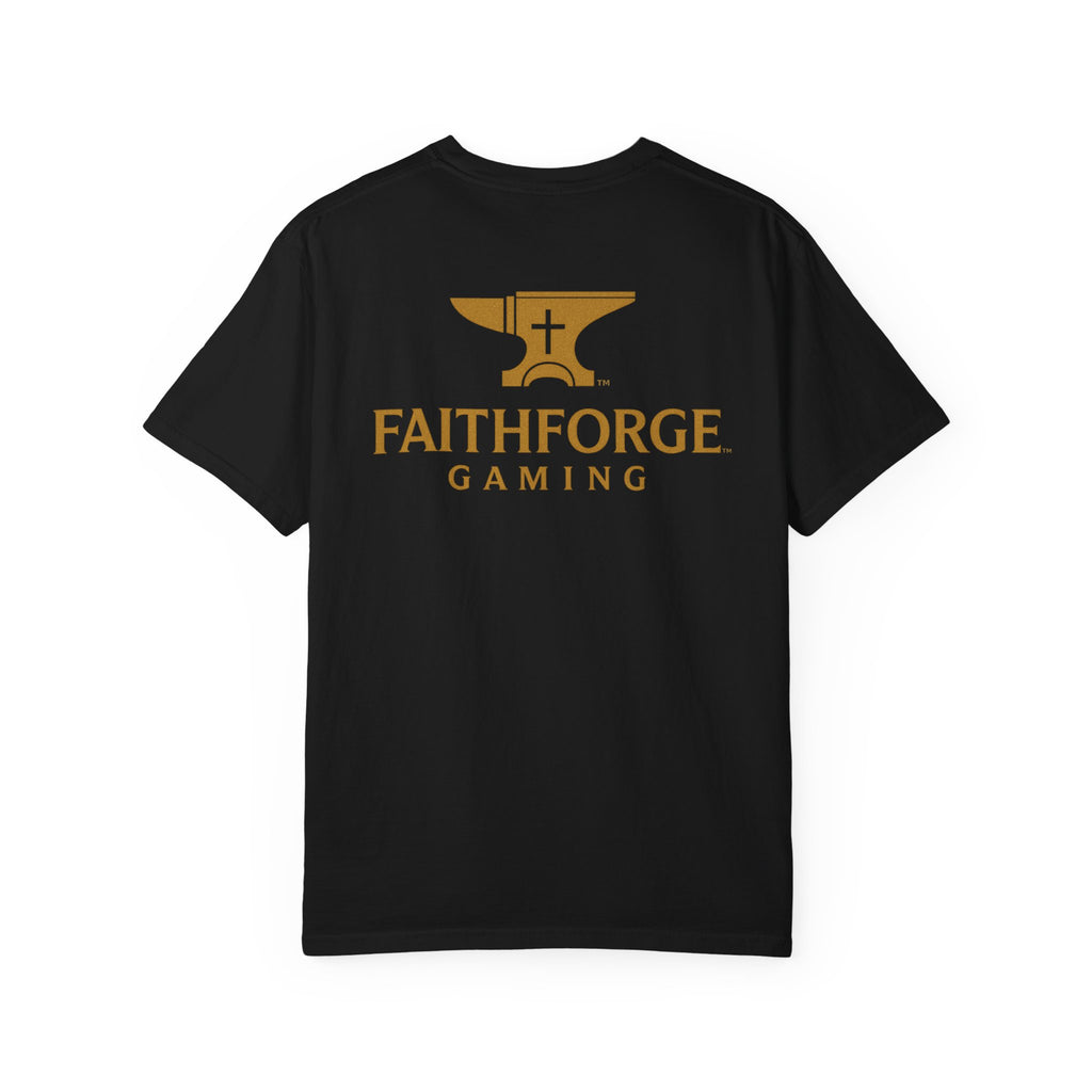 FaithForge Gaming T-Shirt — Logo Tee with Anvil & Cross (Christian Gamer Apparel)