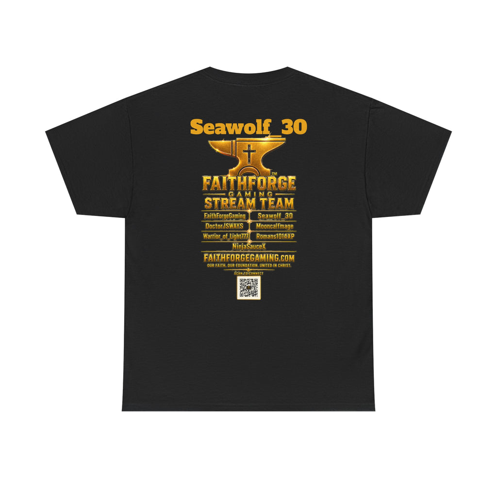 FaithForgeGaming Tee — FaithForge Stream Team Black Graphic T‑Shirt -Seawolf_30