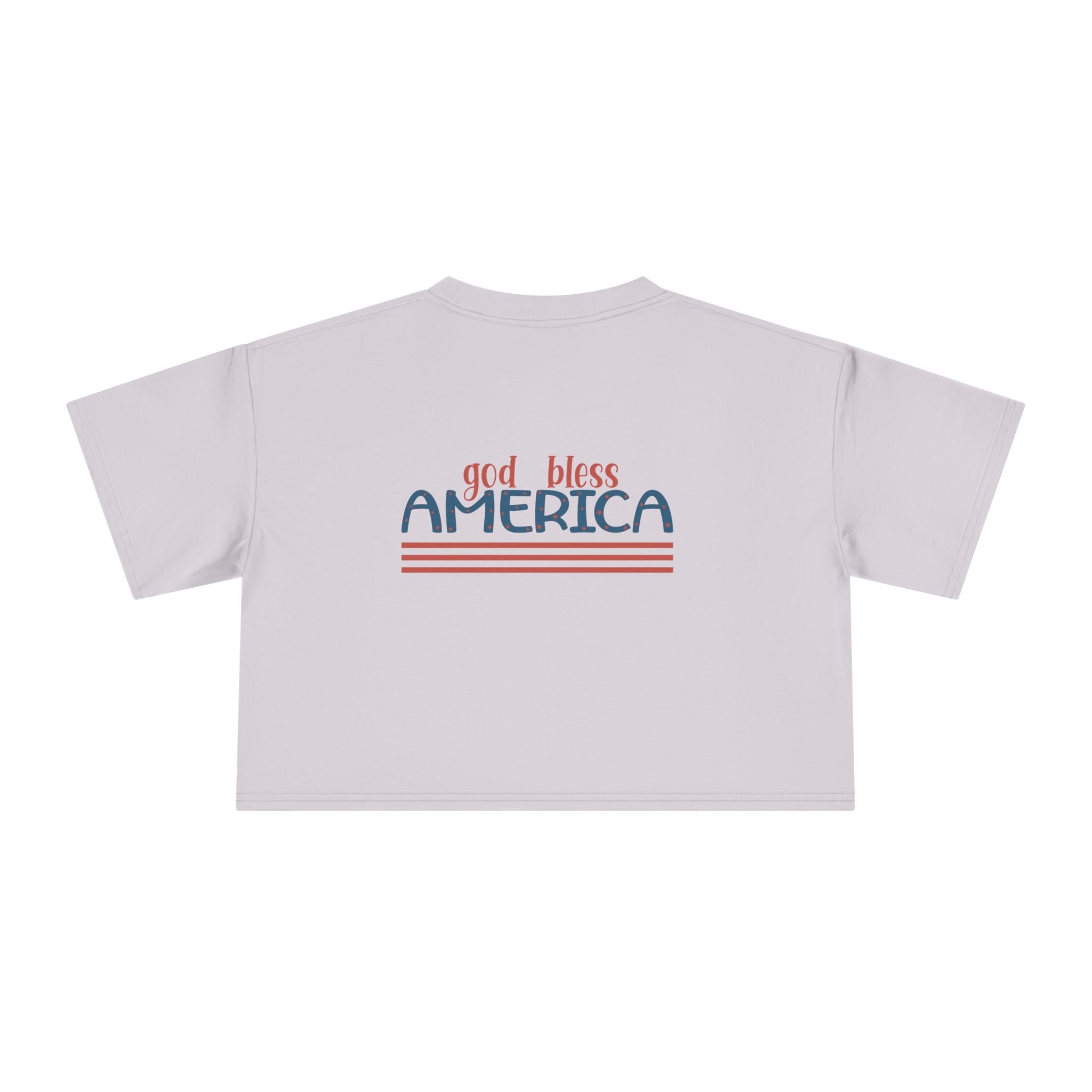 Women's Crop Tee — 'God Bless America' Patriotic Flag Print