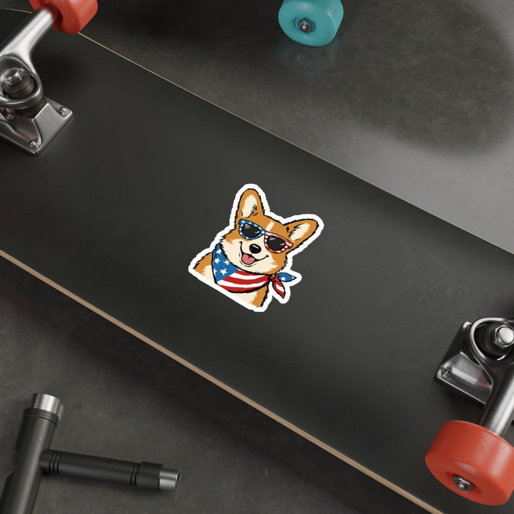 Patriotic Sticker Pack — Cool Corgi 4th of July Red White Blue Die-Cut Stickers