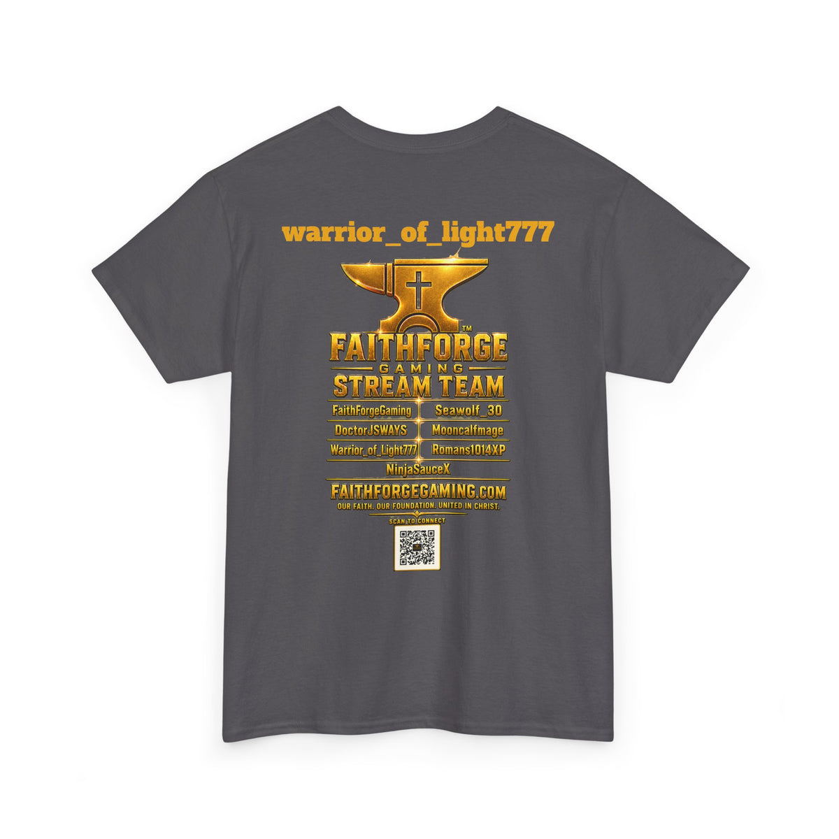 FaithForgeGaming Tee — FaithForge Stream Team Black Graphic T‑Shirt -warrior_of_light777
