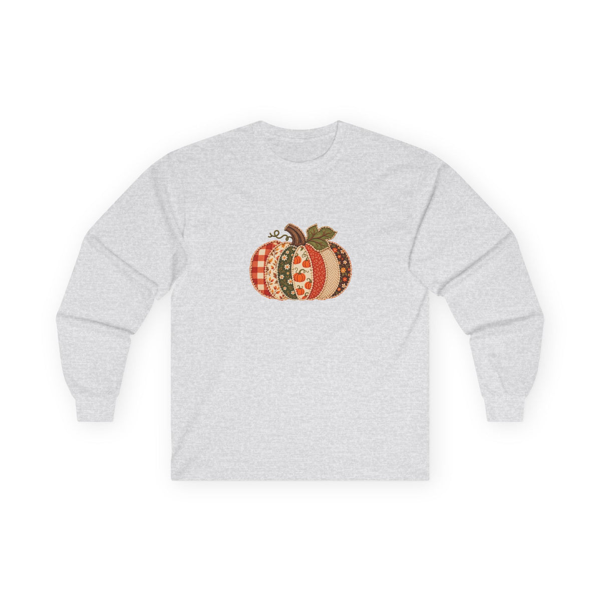 Autumn Patchwork Pumpkin Long Sleeve Tee