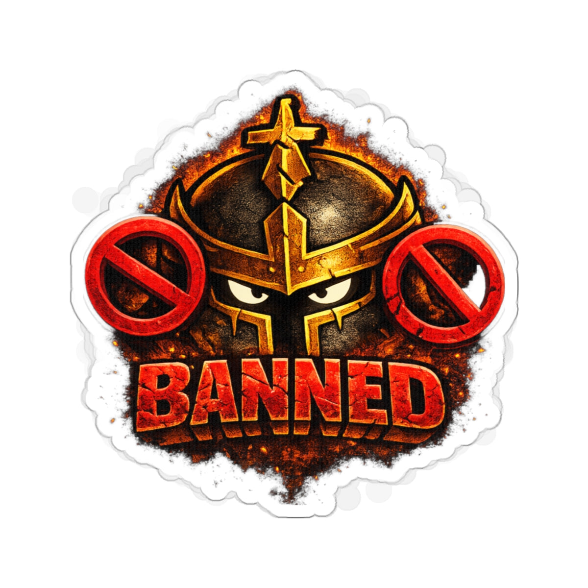 FaithForge Knight Banned Die-Cut Sticker — Water-resistant vinyl