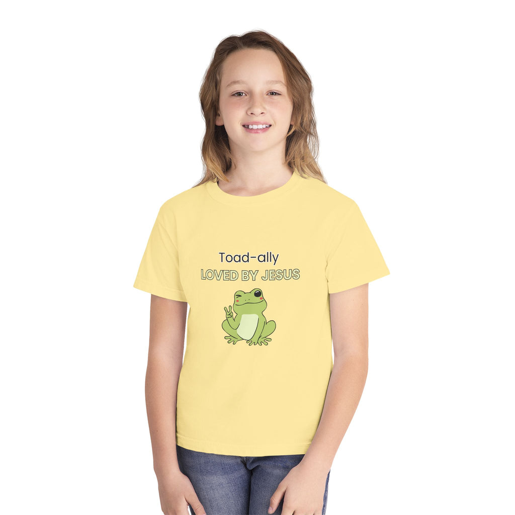 Kids Tee - "Toad-ally Loved by Jesus" Cute Frog Christian Youth T-Shirt