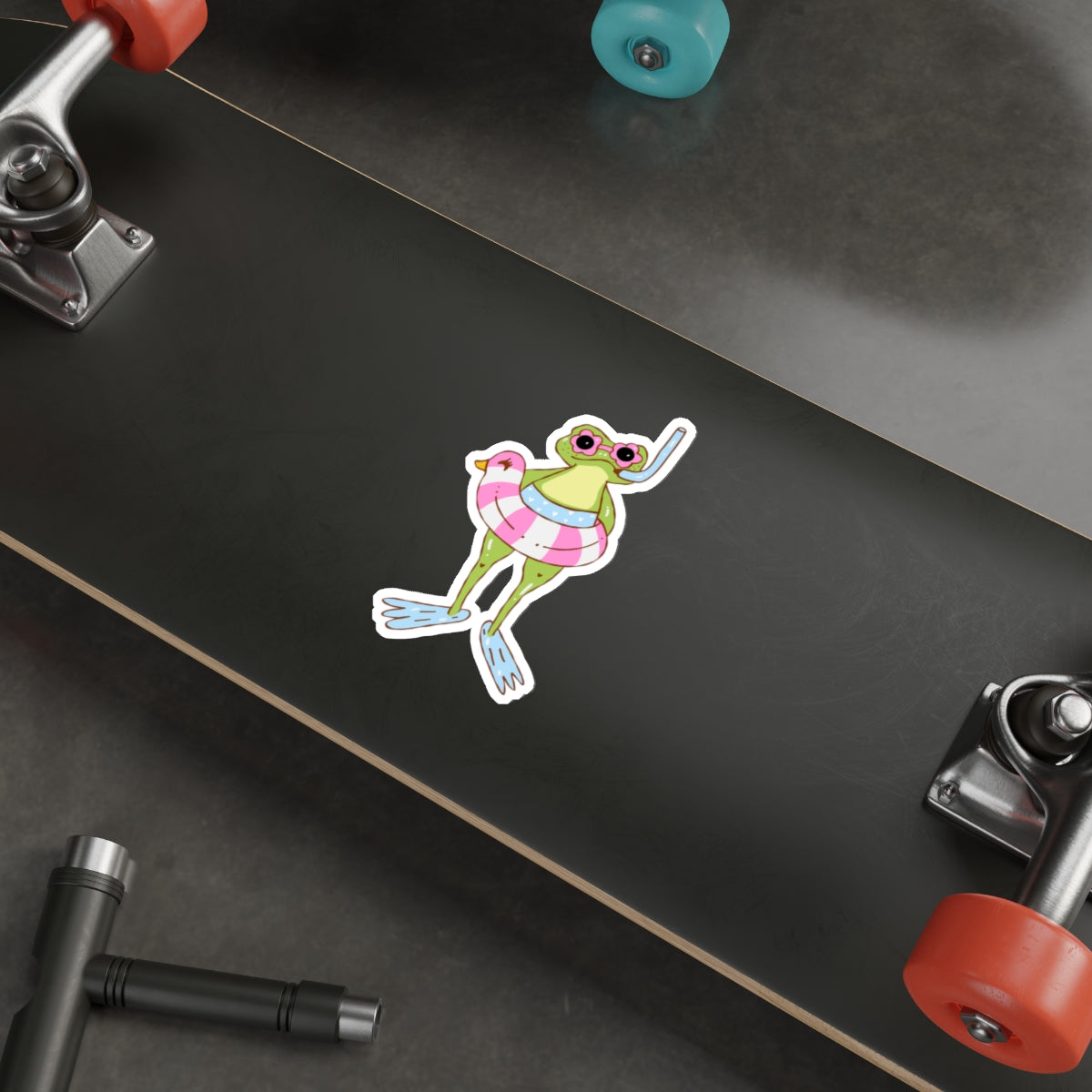 Frog in Floatie Die-Cut Sticker
