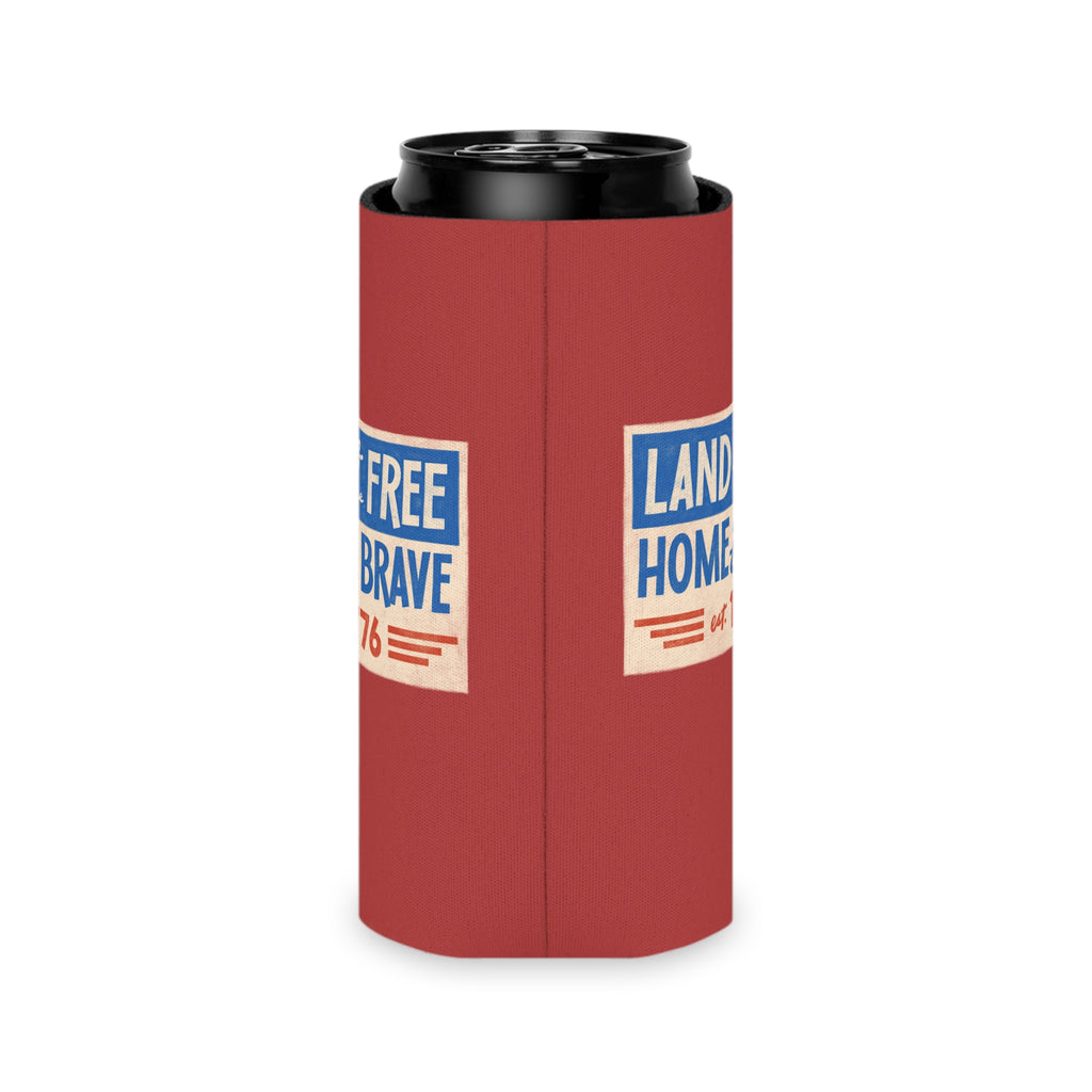 Patriotic 'Land of the Free, Home of the Brave' Can Cooler