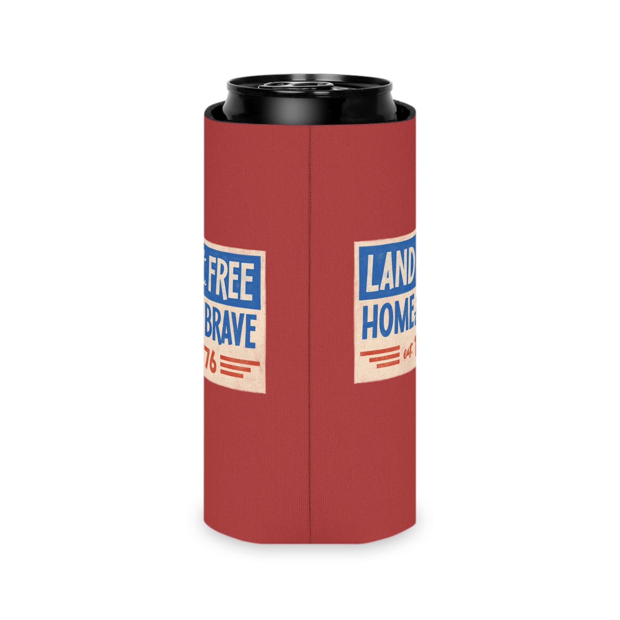 Patriotic 'Land of the Free, Home of the Brave' Can Cooler