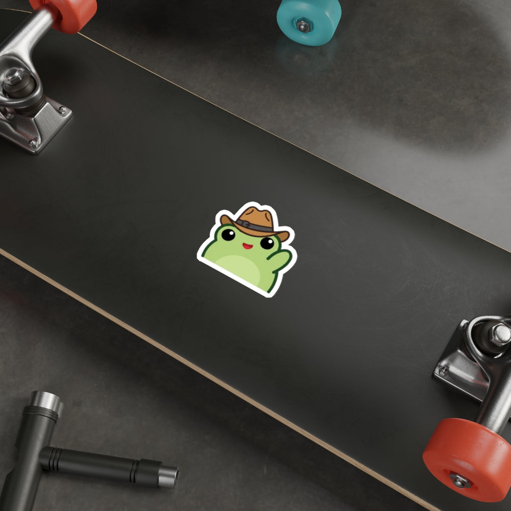 Waving Frog Die-Cut Sticker Waving