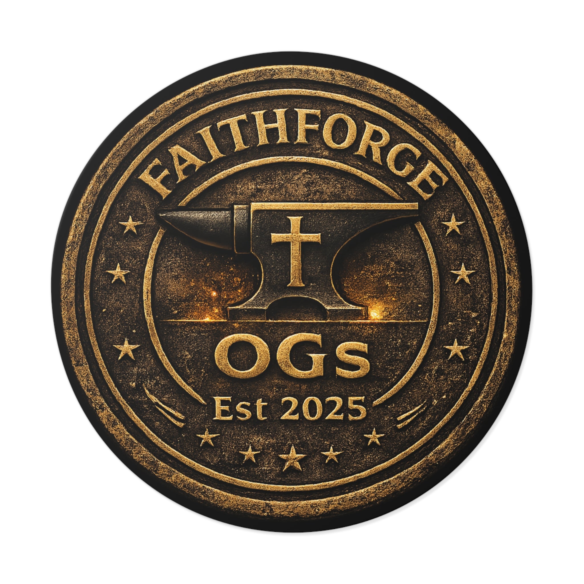 Copy of FaithForge Gaming Round Vinyl Sticker — Gold OG Anvil Round
