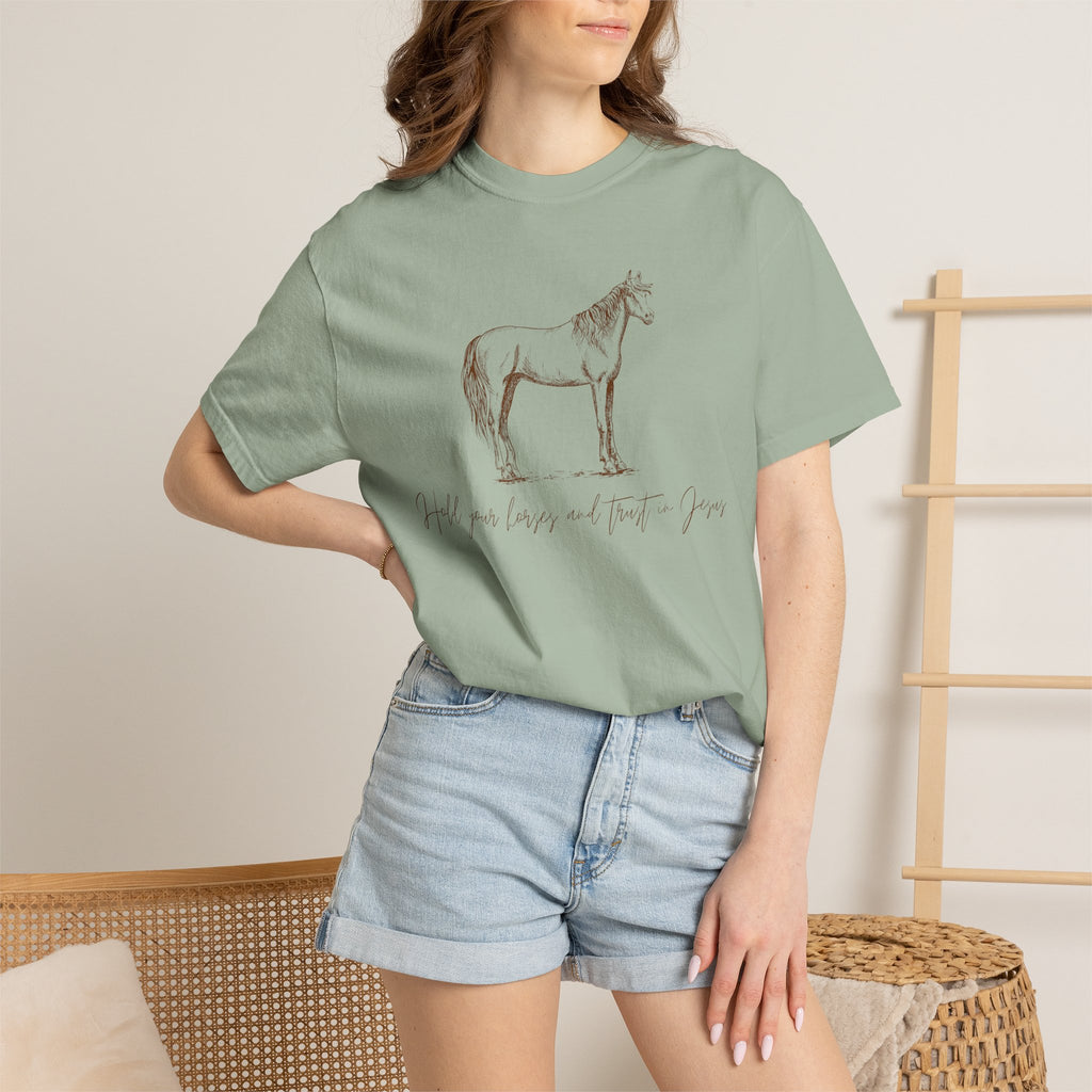 Horse Sketch T‑Shirt — Minimalist Handwritten Quote Tee