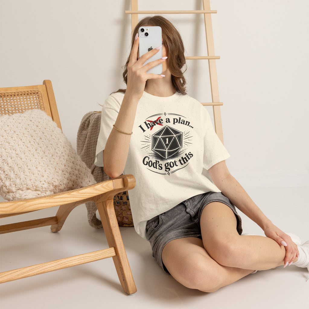 I XhaveX a plan... God’s Got This T-Shirt Dark — D20 Dice Faith Gamer Tee