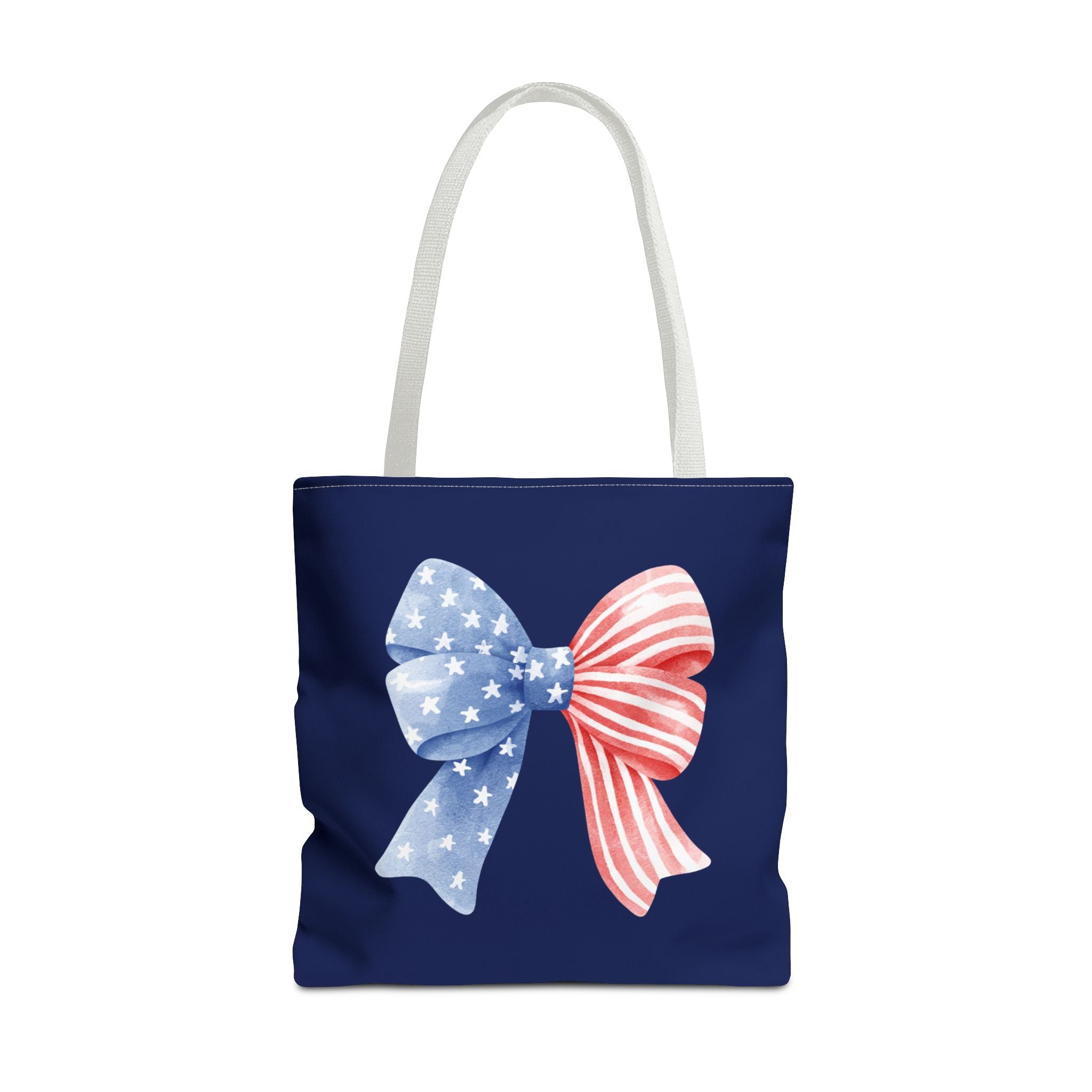 Patriotic Bow Tote Bag — American Flag Red White Blue Ribbon Tote