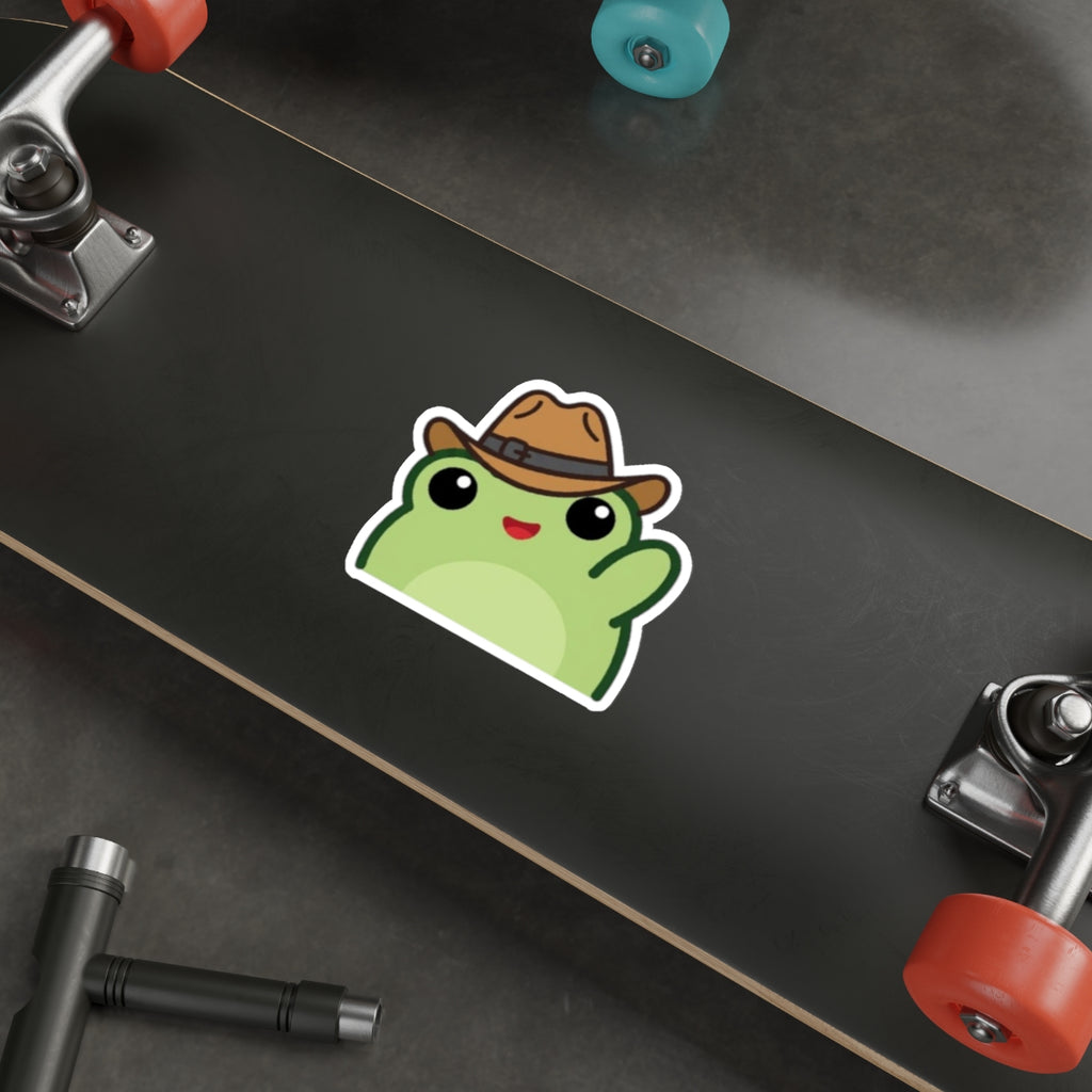 Waving Frog Die-Cut Sticker Waving