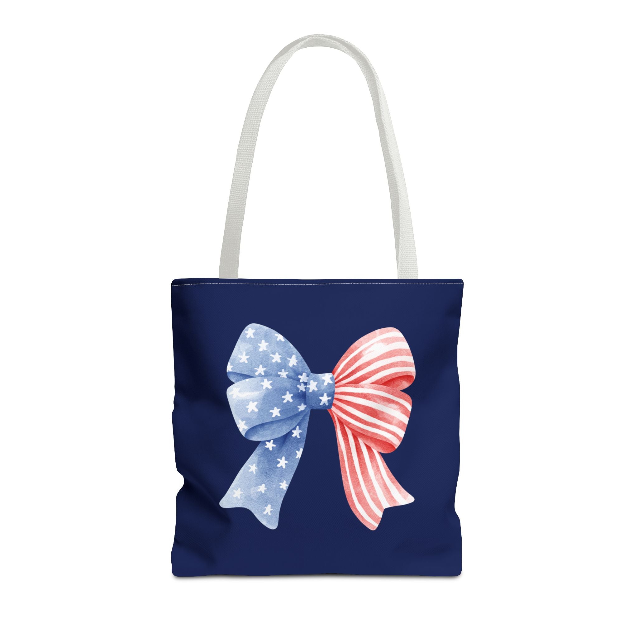 Patriotic Bow Tote Bag — American Flag Red White Blue Ribbon Tote