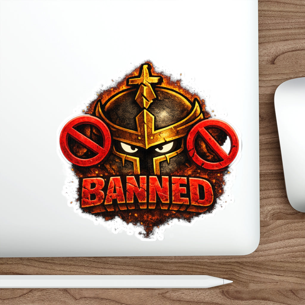 FaithForge Knight Banned Die-Cut Sticker — Water-resistant vinyl