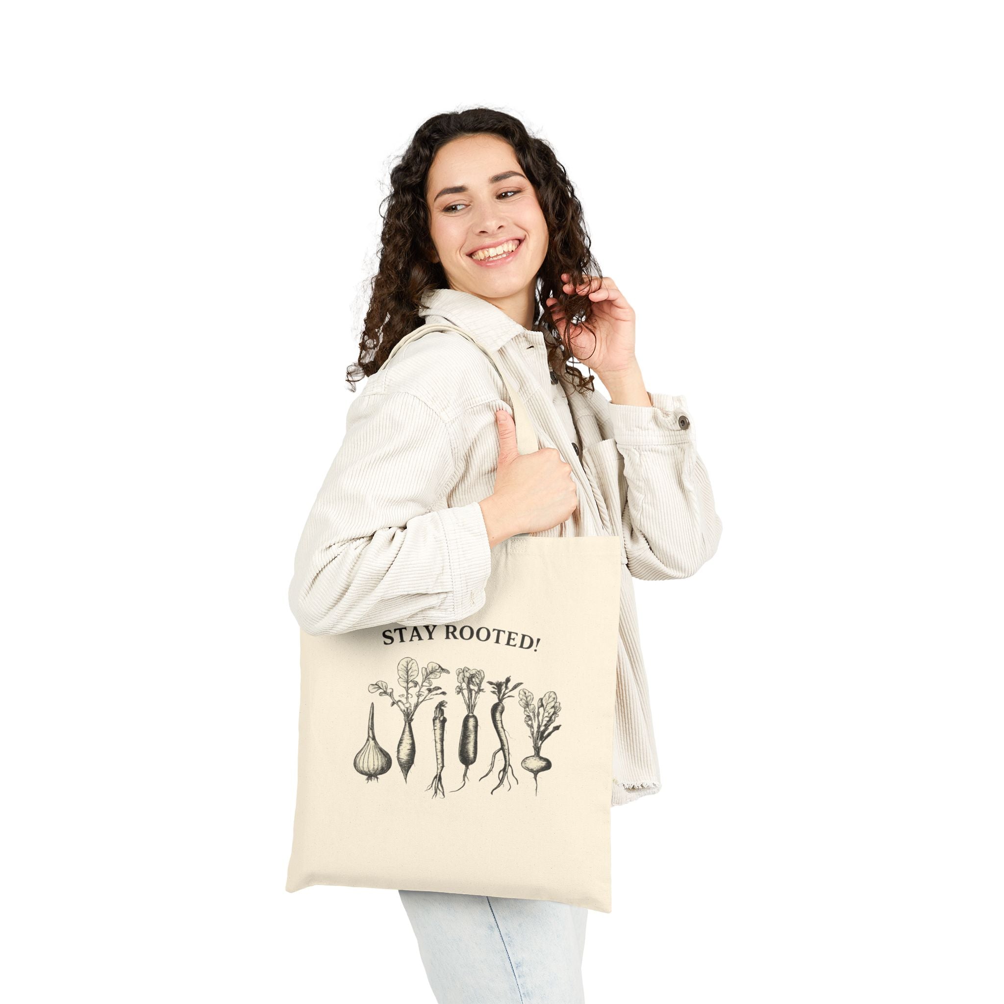 Tote Bag — "Stay Rooted" Vegetable Garden Canvas Tote