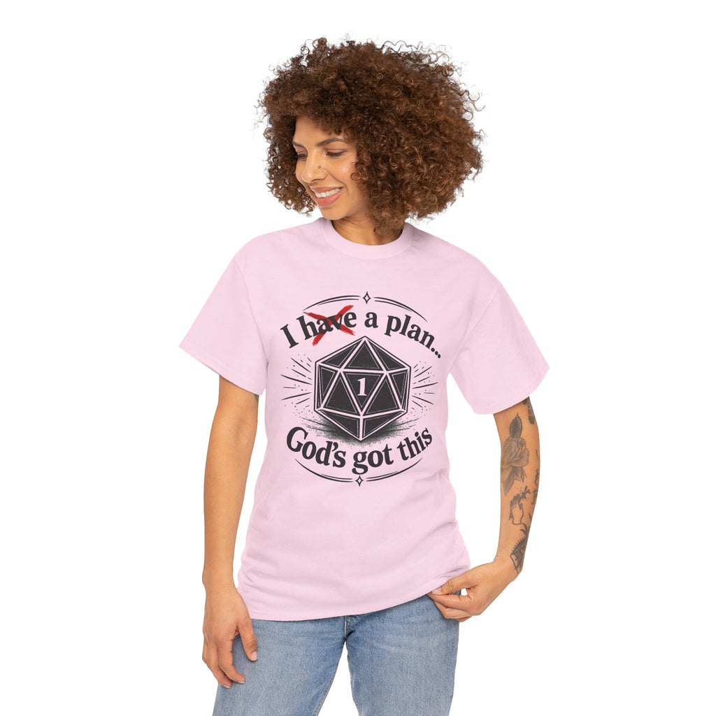 I XhaveX a plan... God’s Got This T-Shirt Dark — D20 Dice Faith Gamer Tee