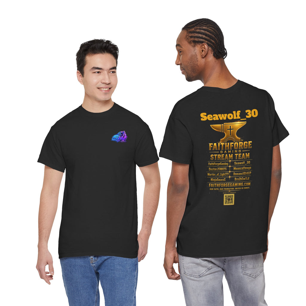 FaithForgeGaming Tee — FaithForge Stream Team Black Graphic T‑Shirt -Seawolf_30