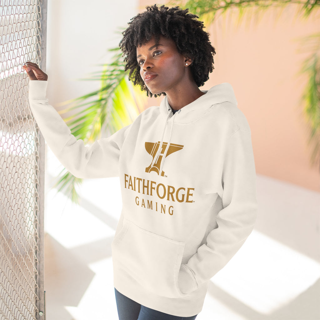 Faithforge Gaming Hoodie — Faith Quote Shield Logo Fleece Hoodie