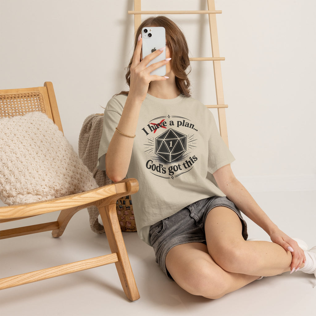 I XhaveX a plan... God’s Got This T-Shirt Dark — D20 Dice Faith Gamer Tee