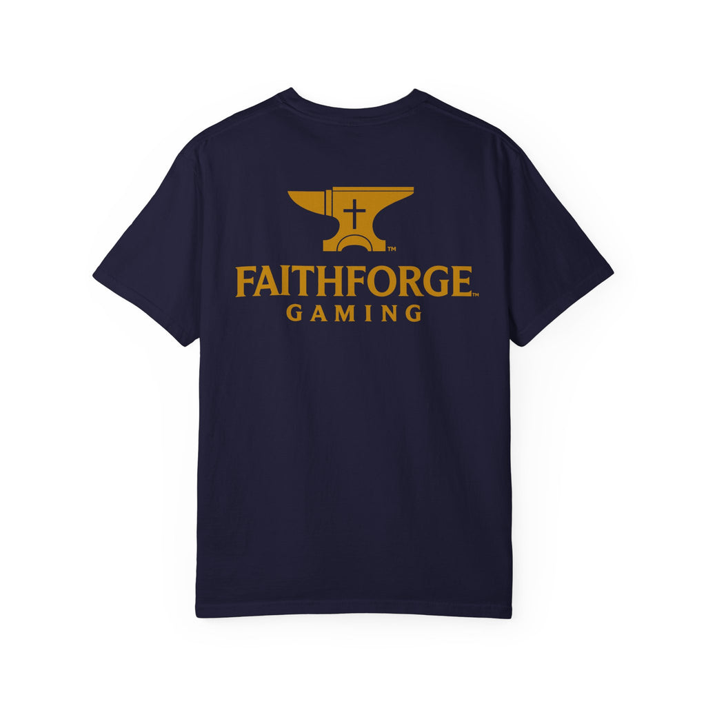 FaithForge Gaming T-Shirt — Logo Tee with Anvil & Cross (Christian Gamer Apparel)