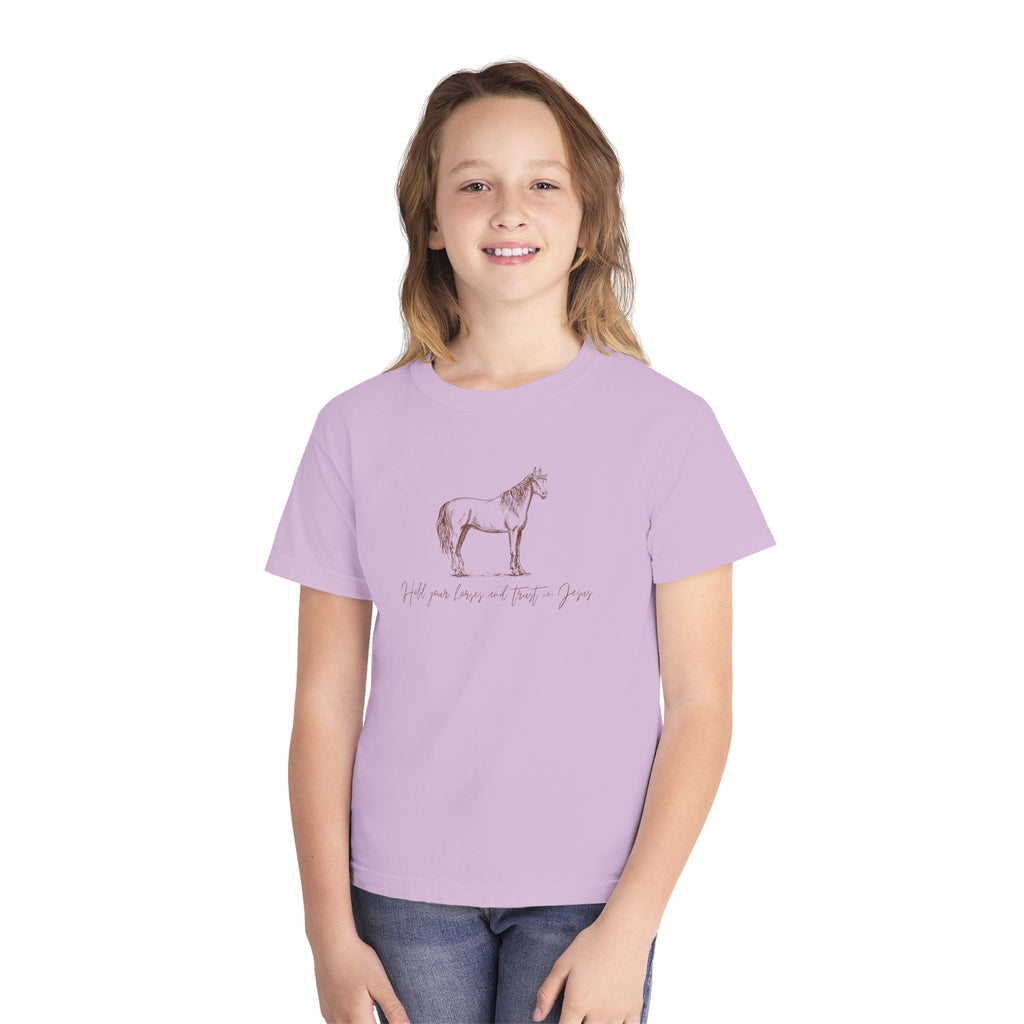 Youth Horse Sketch Tee – "Hold your horses and the pasture" Graphic T-Shirt