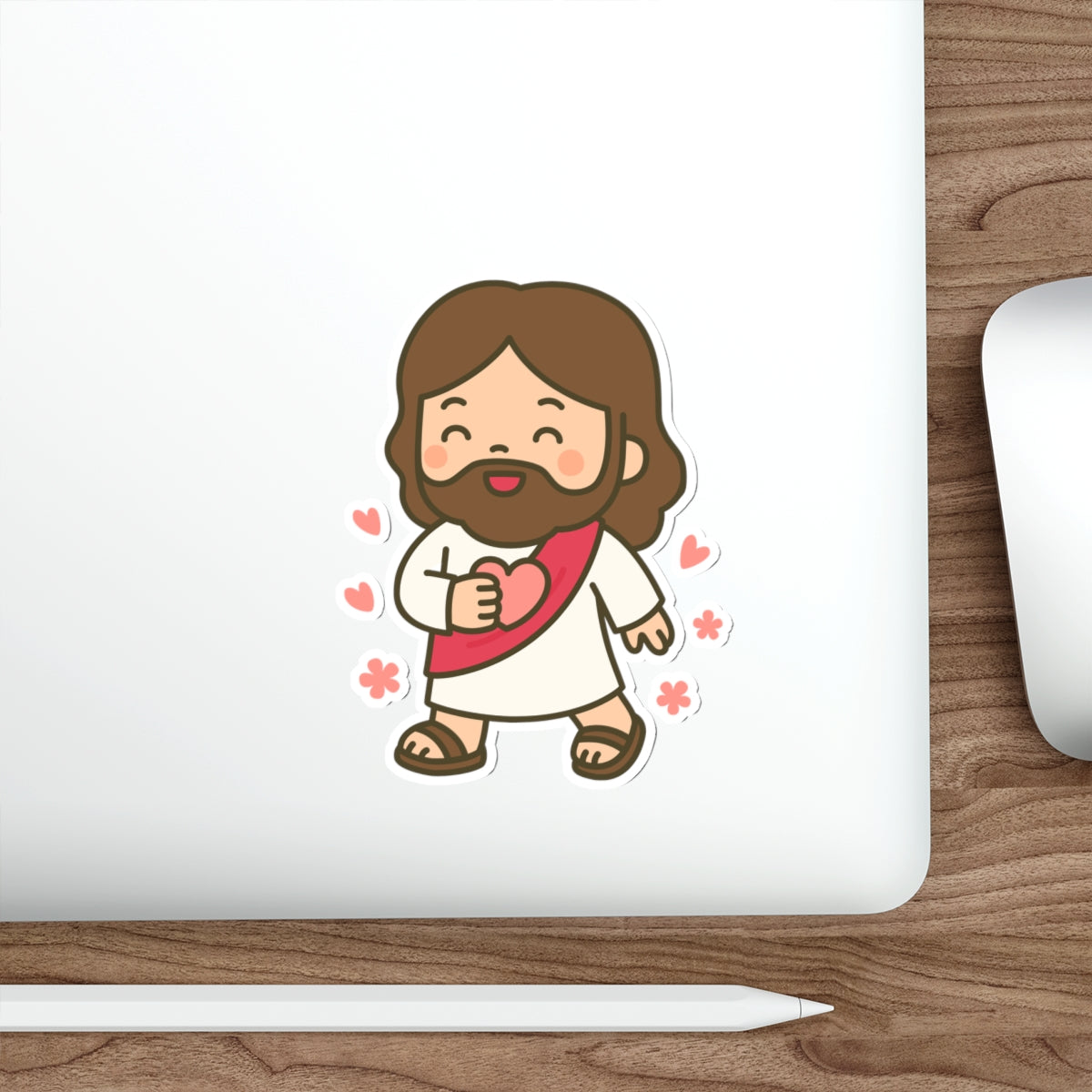 Cute Jesus Die-Cut Sticker — Christian Faith Sticker for Laptops, Bibles & Gifts