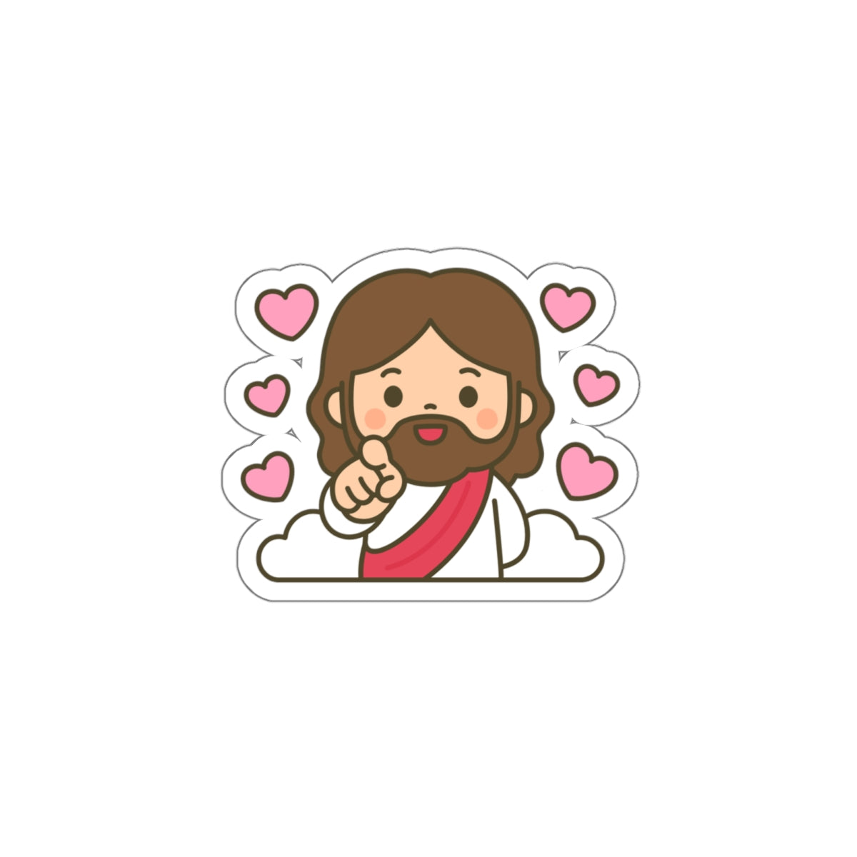 Cute Jesus Die-Cut Sticker — God Loves You Sticker with Hearts