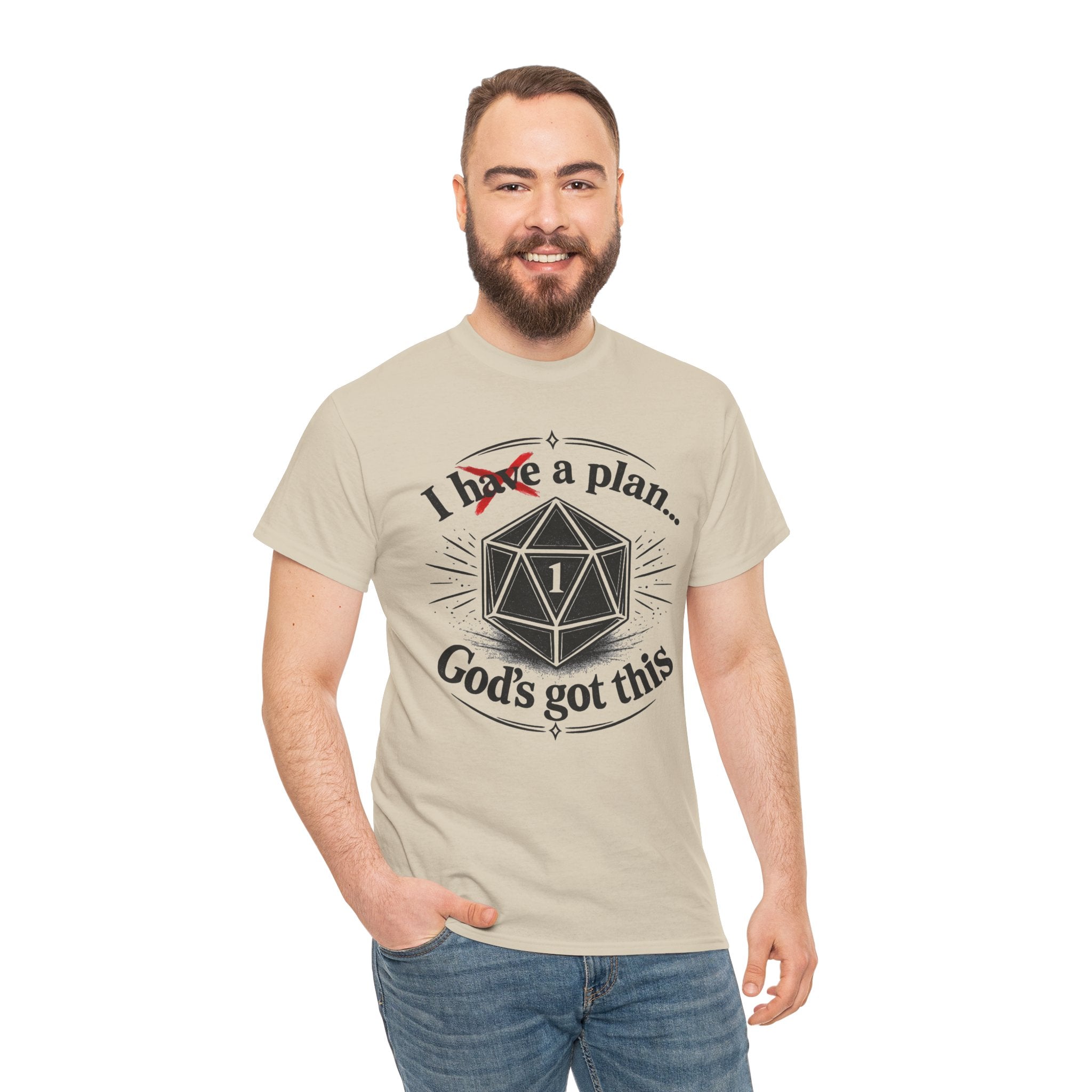 I XhaveX a plan... God’s Got This T-Shirt Dark — D20 Dice Faith Gamer Tee