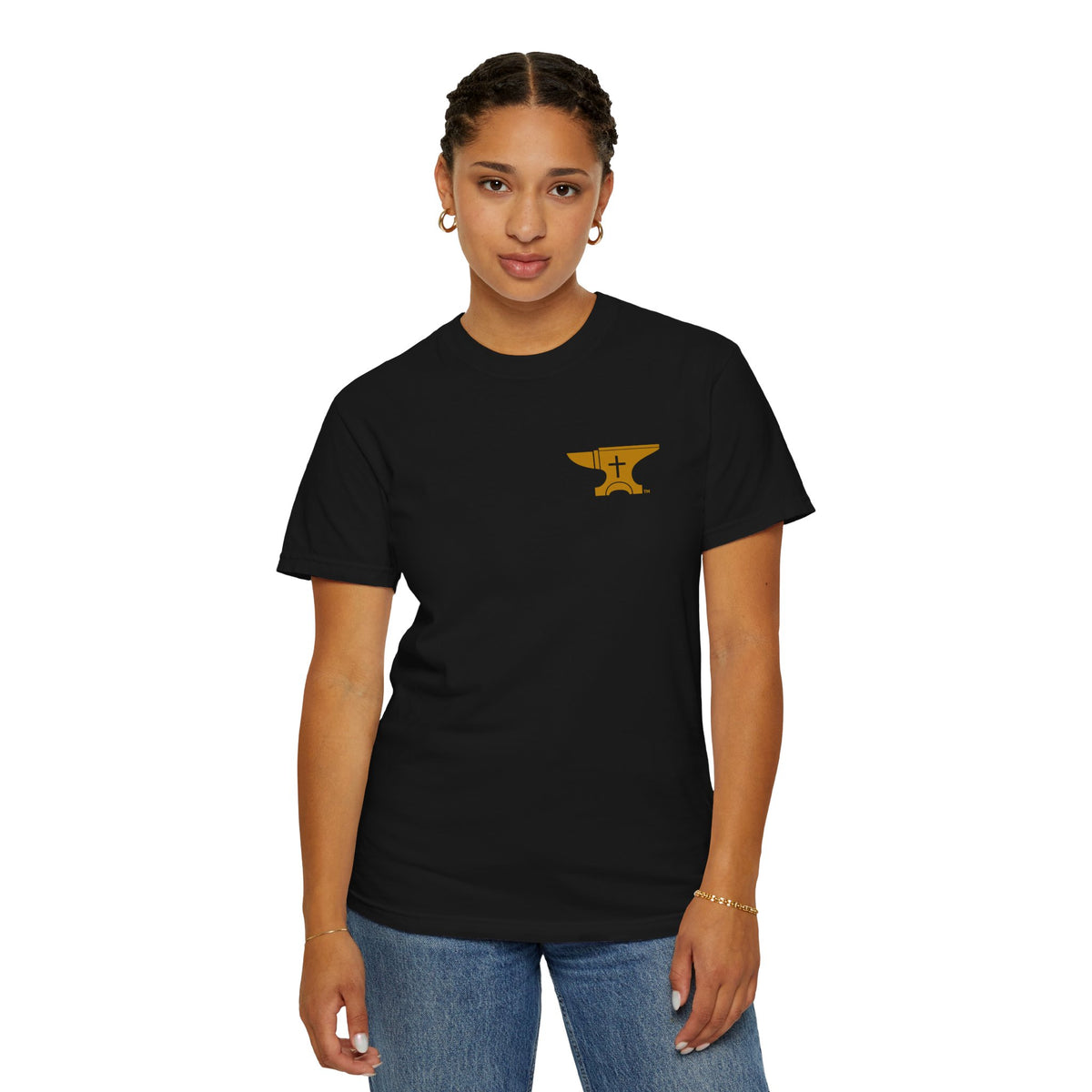 FaithForge Gaming T-Shirt — Logo Tee with Anvil & Cross (Christian Gamer Apparel)
