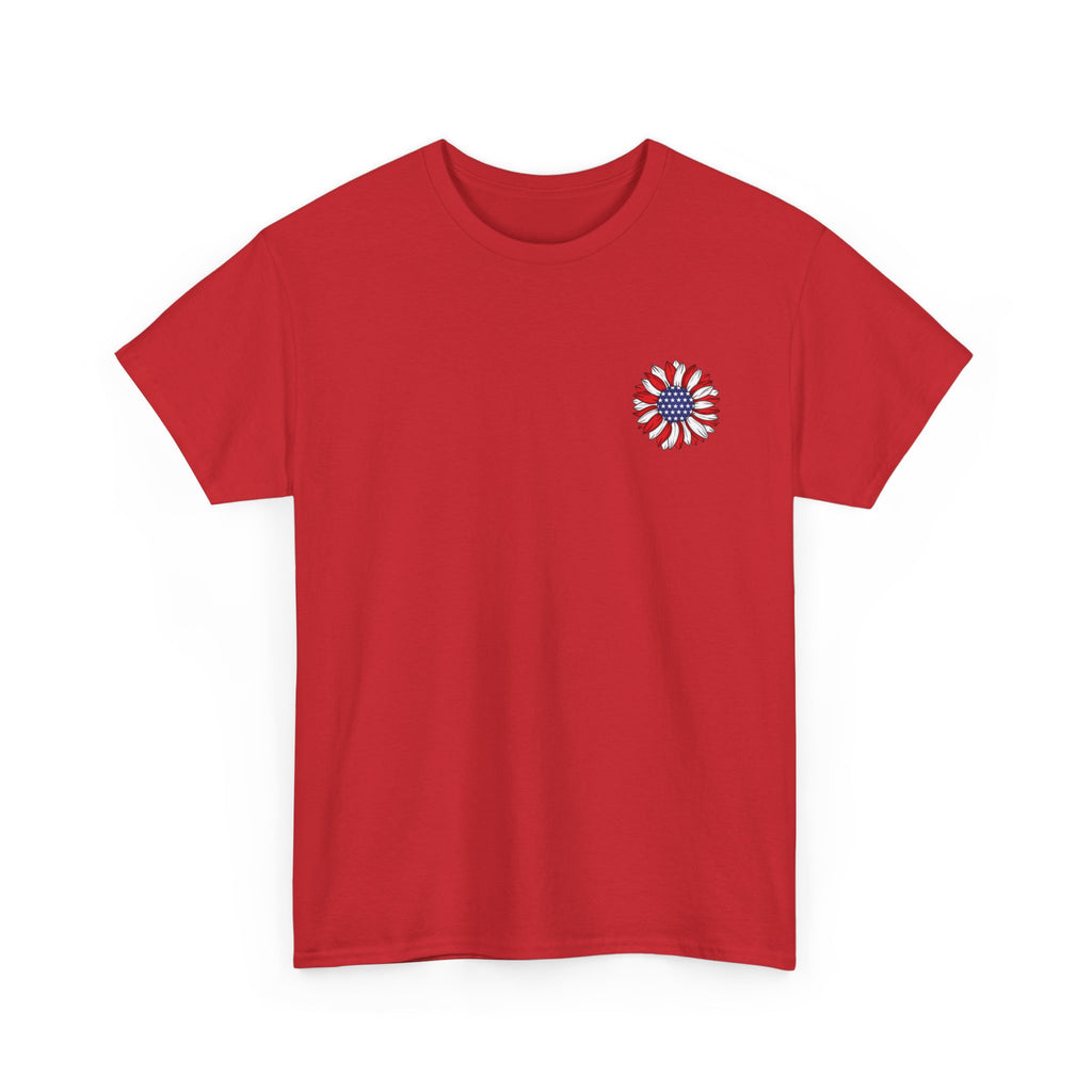 USA sunflower Patriotic T‑Shirt — American Flag Graphic Tee for 4th of July